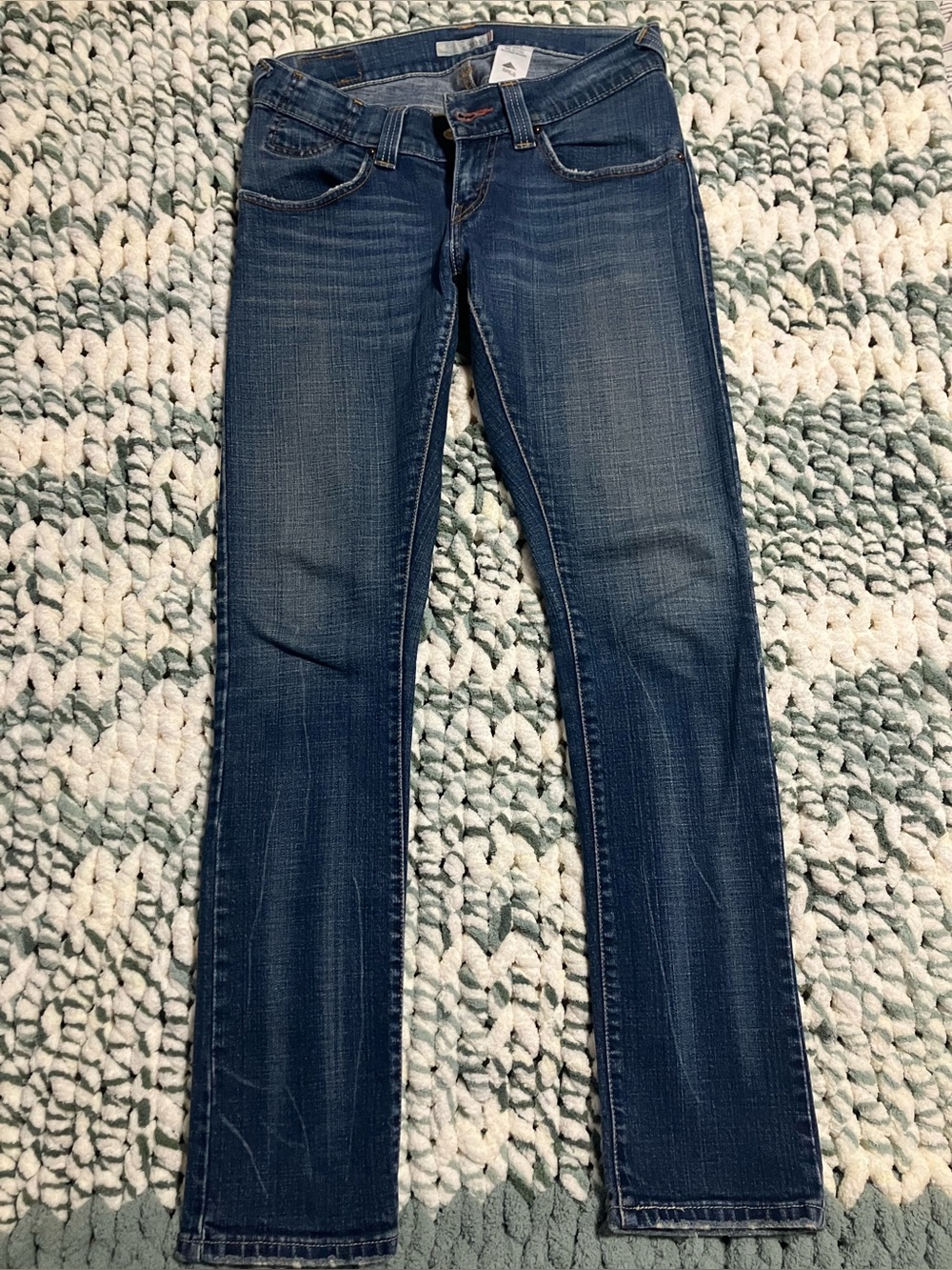 Levi's 504 Slouch Skinny Jeans Medium Blue Wash Low Rise Stretch Women 7M Denim